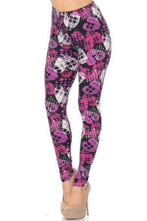 Wholesale Buttery Smooth Stars and Plaid Hearts Leggings - Extra Small