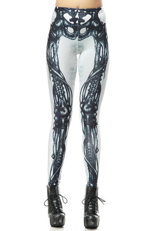 Wholesale Premium Graphic White Steampunk Skeleton Leggings