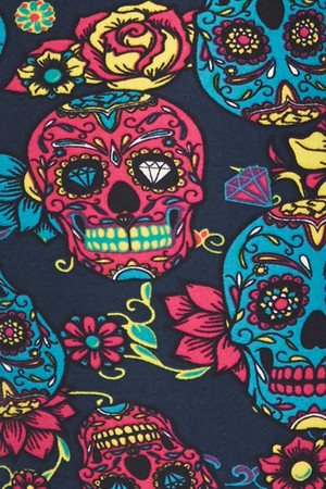 Wholesale Buttery Soft Red and Blue Sugar Skull Kids Leggings