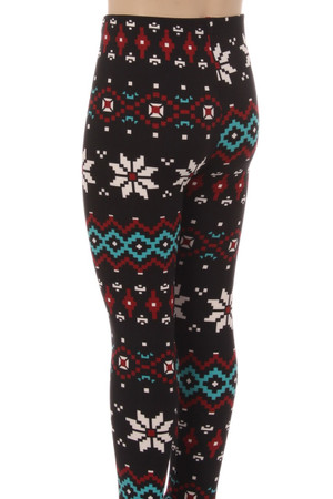 Wholesale Buttery Soft Sleigh Bell Snowflake Kids Leggings