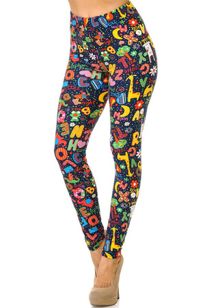 Wholesale Buttery Smooth Animal Letters Plus Size Leggings - 3X - 5X