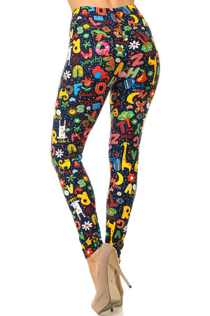 Wholesale Buttery Smooth Animal Letters Plus Size Leggings - 3X - 5X