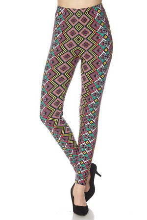 Wholesale Buttery Soft Angled Colorful Symmetry Plus Size Leggings