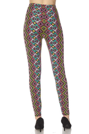 Wholesale Buttery Soft Angled Colorful Symmetry Plus Size Leggings