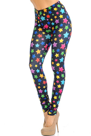 Wholesale Creamy Soft Colorful Cartoon Stars Leggings - Signature Collection