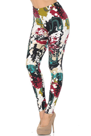 Wholesale Buttery Smooth Summer Picasso High Waisted Plus Size Leggings - 3X - 5X