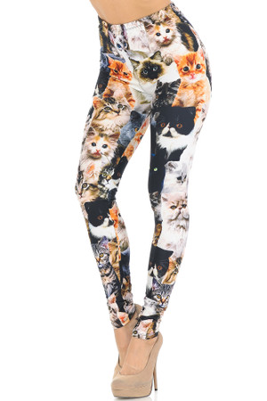 Wholesale Creamy Soft Cat Collage Extra Small Leggings - USA Fashion™