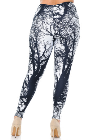 Wholesale Creamy Soft Photo Negative Tree Plus Size Leggings - USA Fashion™