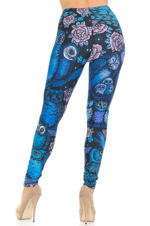 Wholesale Creamy Soft Blue Owl Collage Extra Small Leggings - USA Fashion™