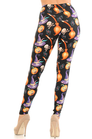 Wholesale Buttery Smooth Pumpkins Witch's Watercolor Halloween Leggings
