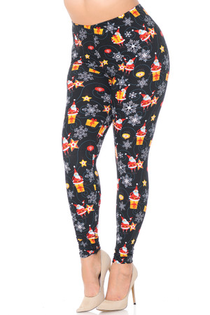 Wholesale Buttery Smooth Santa's Wonderland Christmas Plus Size Leggings