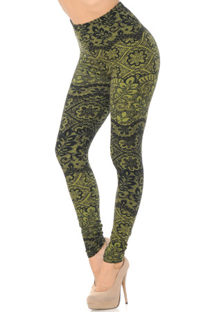 Wholesale Buttery Smooth Olive Leaf Extra Plus Size Leggings - 3X-5X