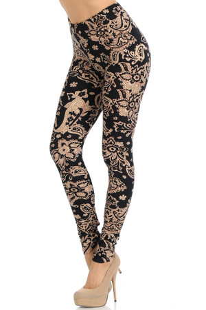 Wholesale Buttery Smooth Sand Pepper Paisley Leggings