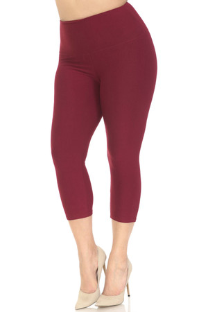 Wholesale Buttery Smooth Basic Solid High Waisted Extra Plus Size Capri - 5 Inch - 3X-5X - New Mix
