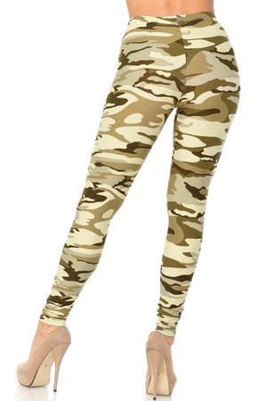 Wholesale Buttery Smooth Light Olive Camouflage Plus Size Leggings