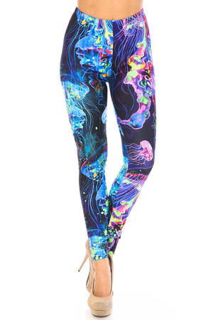 Wholesale Creamy Soft Luminous Jelly Fish Extra Plus Size Leggings - 3X-5X - USA Fashion™