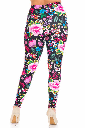 Wholesale Creamy Soft Floral Oasis Extra Plus Size Leggings - 3X-5X - USA Fashion™