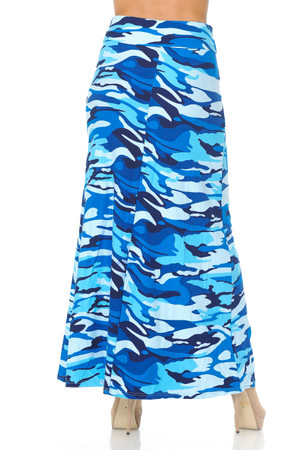 Wholesale Buttery Smooth Blue Camouflage Maxi Skirt