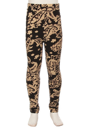 Wholesale Buttery Soft Sandstone Paisley Kids Leggings