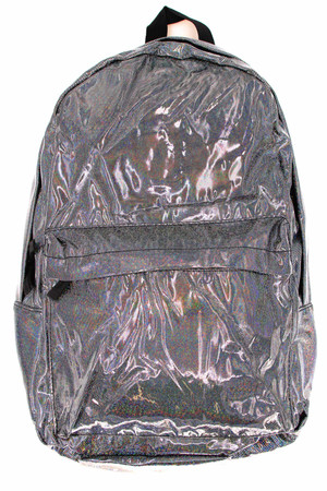 Wholesale Shiny Silver Rainbow Glitter Metallic Backpack