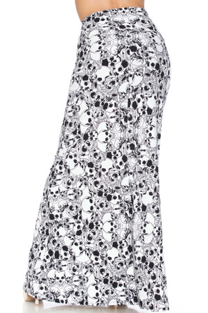 Wholesale Buttery Smooth White Layers of Skulls Maxi Skirt