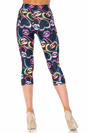 Wholesale Creamy Soft Colorful Lips and Hearts Plus Size Capris - USA Fashion™