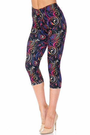 Wholesale Creamy Soft Ombre Paisley Swirl Capris - USA Fashion™