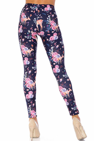 Wholesale Creamy Soft Woodland Floral Fawn Leggings - USA Fashion™