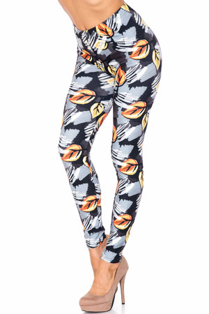 Wholesale Creamy Soft Orange Leaf Breeze Plus Size Leggings - USA Fashion™