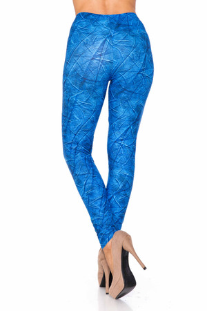 Wholesale Creamy Blue Wrinkled Denim Extra Plus Size Leggings - 3X-5X - USA Fashion™