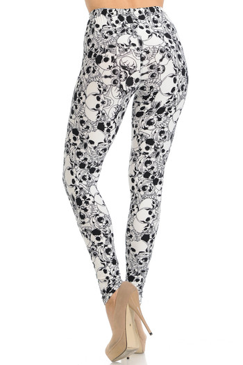 Wholesale Buttery Soft White Layers of Skulls Leggings
