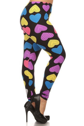 Wholesale Buttery Soft Colorful Hearts Plus Size Leggings