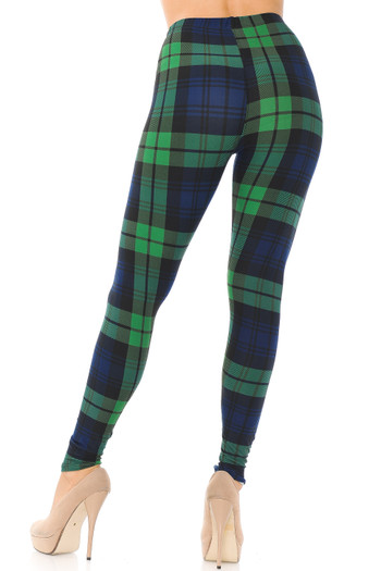 Wholesale Buttery Soft Green Plaid Leggings