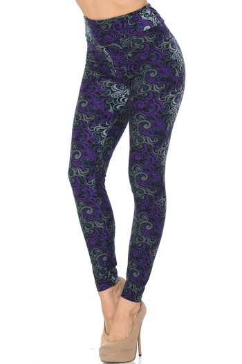 Wholesale Buttery Soft Purple Tangled Swirl High Wasited Leggings