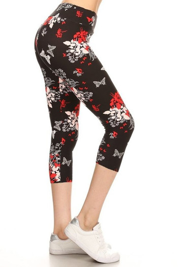 Wholesale Buttery Soft Butterfly Bloom High Waisted Capris 