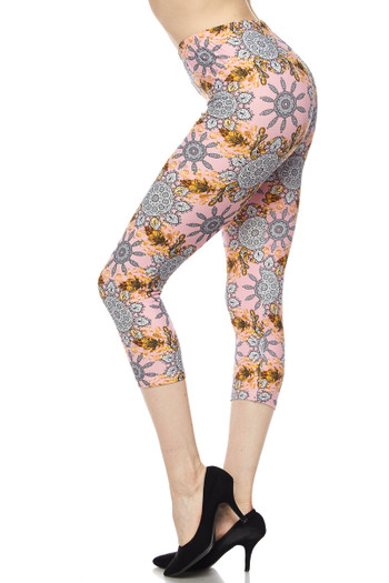 Wholesale Buttery Soft Gorgeous Pink Motif Capris