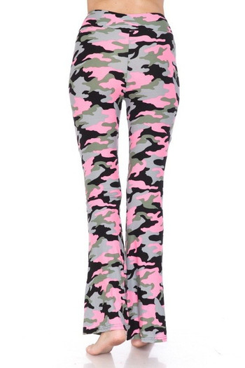 Wholesale Buttery Smooth Pink Camouflage Bell Bottom Leggings