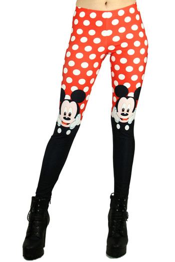 Front side image of Wholesale Premium Graphic Polka Dot Mickey Leggings