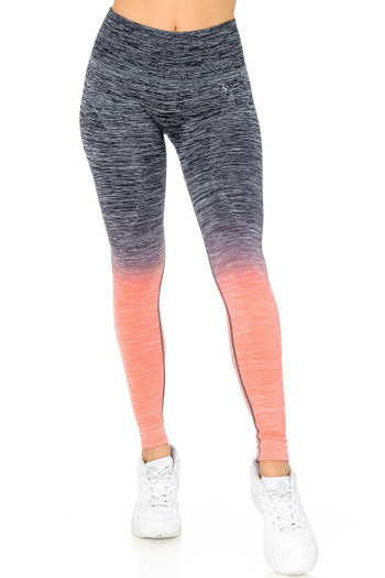 Coral Ombre Heathered Athleica Workout Leggings