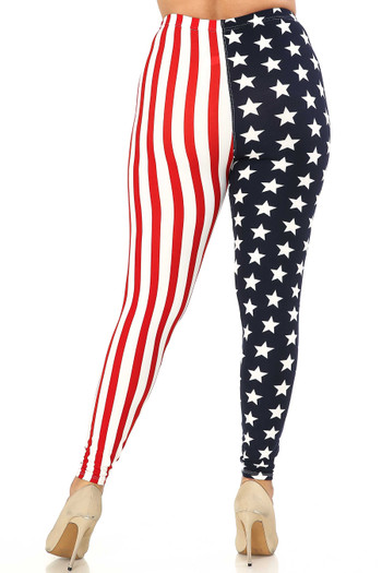 Wholesale Buttery Smooth USA Flag Extra Plus Size Leggings - 3X-5X