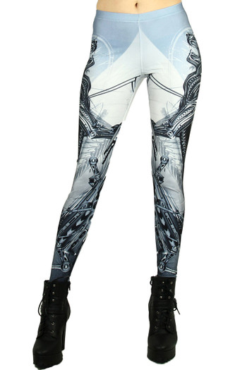 Front side image of Wholesale Graphic Printed Cyborg Lion Leggings