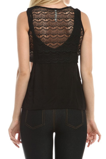 Wholesale Double Layered Lace Insert Tank Top