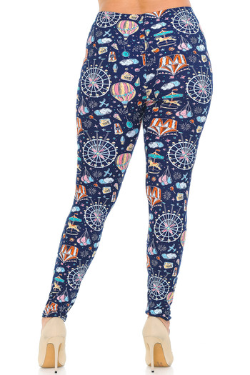 Wholesale Buttery Soft Vintage Carnival Extra Plus Size Leggings - 3X-5X