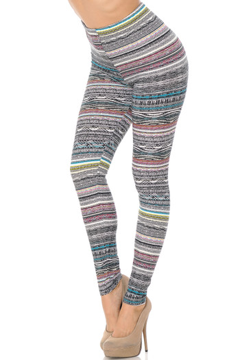 Wholesale Buttery Soft Tribal Cascade Rings Extra Plus Size Leggings - 3X-5X