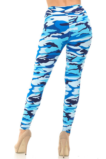 Wholesale Buttery Soft Blue Camouflage High Waisted Leggings - EEVEE