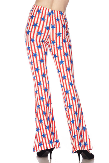 Wholesale Buttery Soft Vertical Stars on Stripes Bell Bottom Leggings