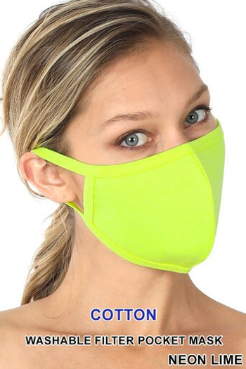 Wholesale Neon Lime Solid Cotton Face Mask - Imported