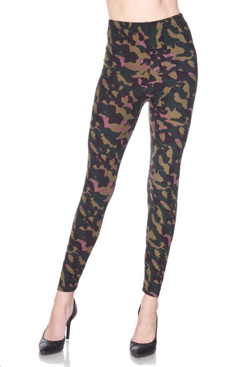 Wholesale Buttery Soft Midnight Pink Camouflage Plus Size Leggings