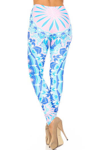 Wholesale Creamy Soft Bursting Blue Mandala Extra Plus Size Leggings - 3X-5X - USA Fashion™
