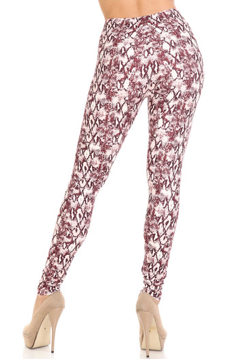 Wholesale Creamy Soft Crimson Snakeskin Leggings - USA Fashion™